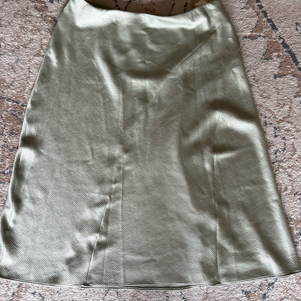 Ralph Lauren Satin A-Line Skirt in Light Olive Green